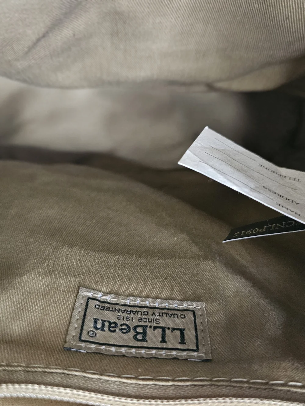 L.L. Bean beige canvas
